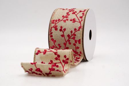 Khaki_Holiday Sparkle Red Berry Wired Ribbon_KW0006GC-13-183