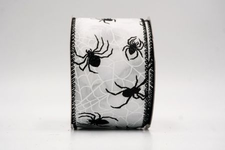 सफेद_हैलोवीन ग्लिटर मकड़ी और जाल वायर्ड रिबन_KW0012GC-1-53