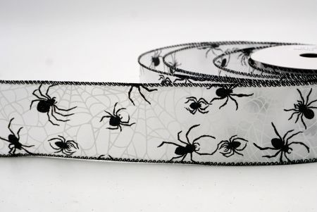 सफेद_हैलोवीन ग्लिटर मकड़ी और जाल वायर्ड रिबन_KW0012GC-1-53