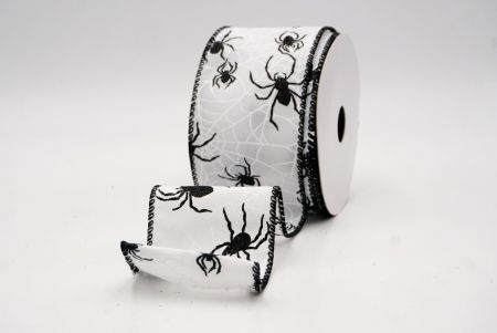 सफेद_हैलोवीन ग्लिटर मकड़ी और जाल वायर्ड रिबन_KW0012GC-1-53