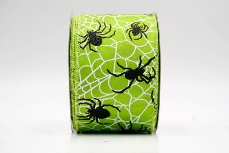 हल्का हरा_हैलोवीन ग्लिटर मकड़ी और जाल वायर्ड रिबन_KW0012GC-15-190