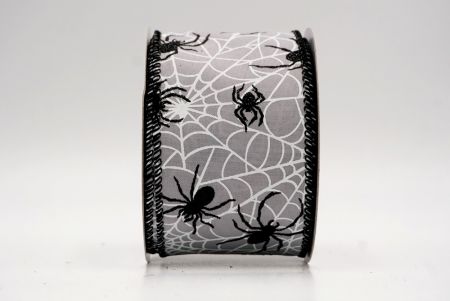 ग्रे_हैलोवीन ग्लिटर स्पाइडर और वेब वायर्ड रिबन_KW0012GC-50-53