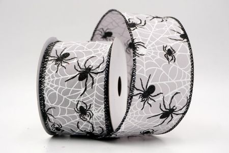 ग्रे_हैलोवीन ग्लिटर स्पाइडर और वेब वायर्ड रिबन_KW0012GC-50-53