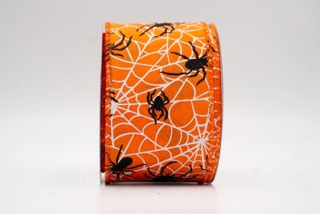 ऑरेंज_हैलोवीन ग्लिटर स्पाइडर और वेब वायर्ड रिबन_KW0012GC-54-54