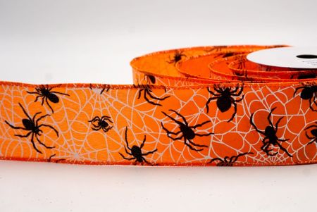 ऑरेंज_हैलोवीन ग्लिटर स्पाइडर और वेब वायर्ड रिबन_KW0012GC-54-54