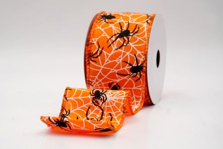 ऑरेंज_हैलोवीन ग्लिटर स्पाइडर और वेब वायर्ड रिबन_KW0012GC-54-54
