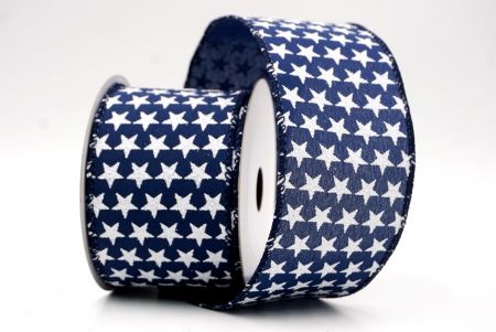 Navy Blue_Holiday Sparkle Star Wired Ribbon_KW0013GC-4-4