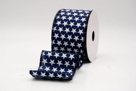 Navy Blue_Holiday Sparkle Star Wired Ribbon_KW0013GC-4-4