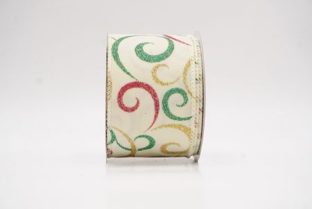 Crema Glitter Nativitatis Volutatio Pattern Filum Ribbons_KW0014GC-2-2