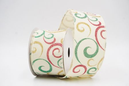 Crema Glitter Nativitatis Volutatio Pattern Filum Ribbons_KW0014GC-2-2