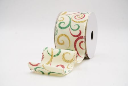 Crema Glitter Nativitatis Volutatio Pattern Filum Ribbons_KW0014GC-2-2
