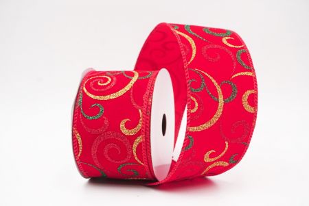 Rubrum Glitter Nativitatis Volutatio Pattern Filum Ribbons_KW0014GC-7-7