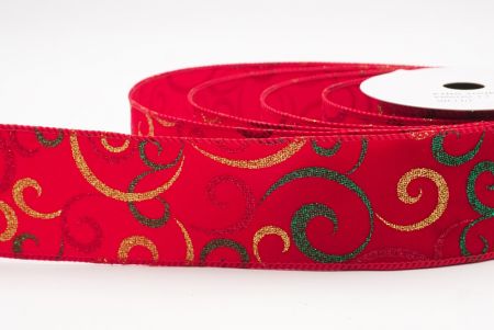 Rubrum Glitter Nativitatis Volutatio Pattern Filum Ribbons_KW0014GC-7-7