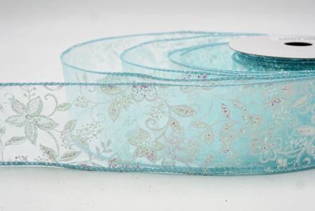 Cinta Botánica de Lujo con Brillo en Azul Claro_KW0021GC-12-12