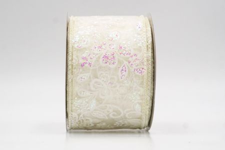 Cinta Botánica de Lujo con Brillo en Crema_KW0021GC-2-2