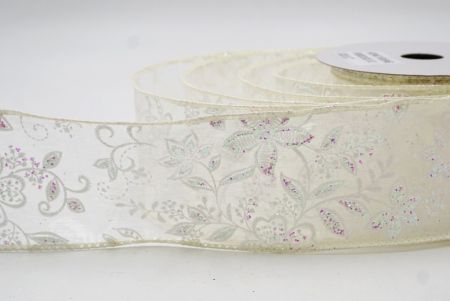 Cinta Botánica de Lujo con Brillo en Crema_KW0021GC-2-2