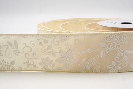 Cinta de Alambre Botánica Brillante Luxe de Satén Crema_KW0023GC-2-2