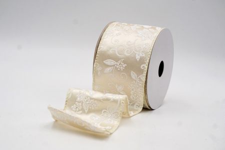 Cinta de Alambre Botánica Brillante Luxe de Satén Crema_KW0023GC-2-2