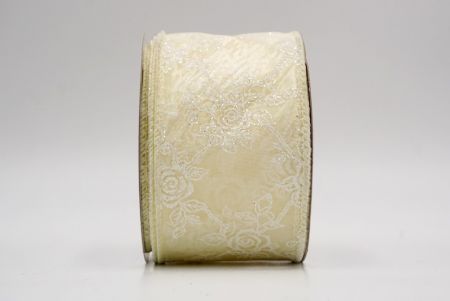 Cinta de alambre de enredadera de rosas con brillo crema_KW0026GC-2-2