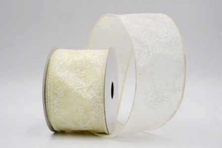 Cinta de alambre de enredadera de rosas con brillo crema_KW0026GC-2-2