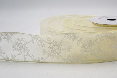 Cinta de alambre de enredadera de rosas con brillo crema_KW0026GC-2-2