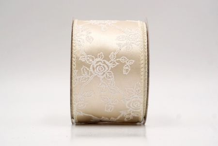 Cinta de alambre de enredadera de rosas con brillo crema_KW0027GC-2-2