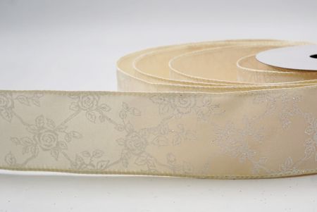 Cinta de alambre de enredadera de rosas con brillo crema_KW0027GC-2-2