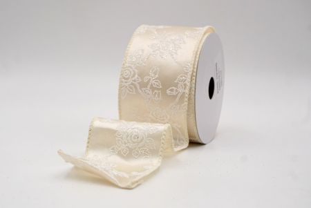 Cinta de alambre de enredadera de rosas con brillo crema_KW0027GC-2-2