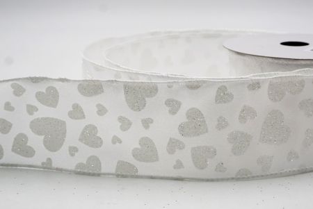 Cinta de alambre con brillo en forma de corazón blanca para el Día de San Valentín_KW0029GC-1-1