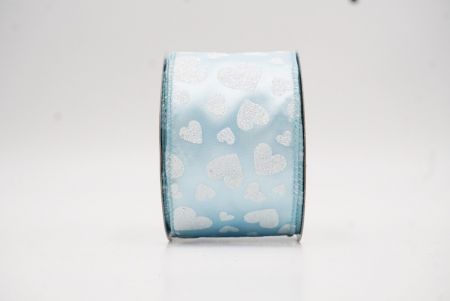 Cinta de alambre con brillo en forma de corazón azul claro para el Día de San Valentín_KW0029GC-12-12