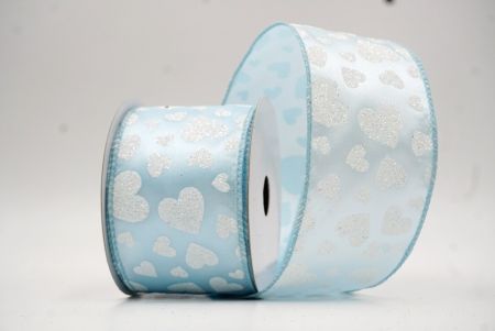 Cinta de alambre con brillo en forma de corazón azul claro para el Día de San Valentín_KW0029GC-12-12