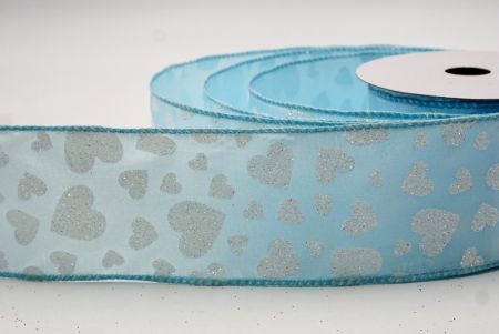 Cinta de alambre con brillo en forma de corazón azul claro para el Día de San Valentín_KW0029GC-12-12