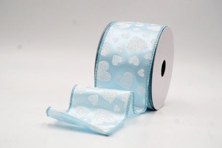 Cinta de alambre con brillo en forma de corazón azul claro para el Día de San Valentín_KW0029GC-12-12