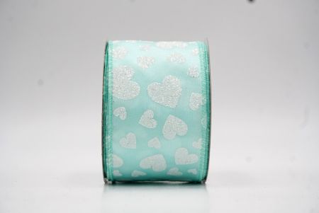 Cinta de alambre con brillo en forma de corazón verde menta para el Día de San Valentín_KW0029GC-15-171