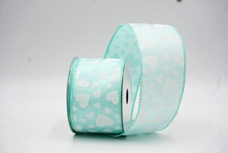 Cinta de alambre con brillo en forma de corazón verde menta para el Día de San Valentín_KW0029GC-15-171
