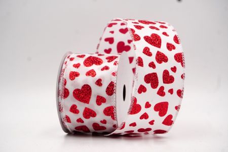 Cinta de alambre con brillo en forma de corazón blanca - roja para el Día de San Valentín_KW0030GC-1-1