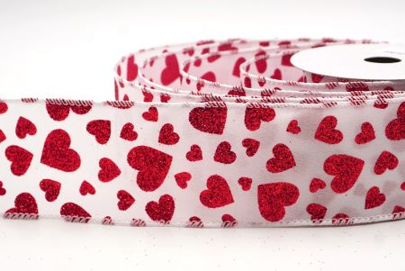 Cinta de alambre con brillo en forma de corazón blanca - roja para el Día de San Valentín_KW0030GC-1-1