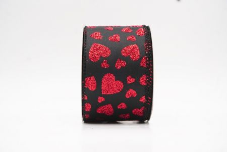 Cinta de alambre con brillo en forma de corazón negra - roja para el Día de San Valentín_KW0030GC-53-53