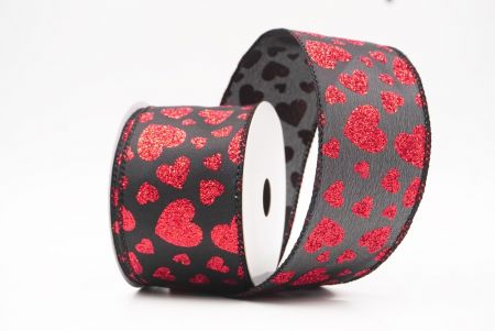 Cinta de alambre con brillo en forma de corazón negra - roja para el Día de San Valentín_KW0030GC-53-53
