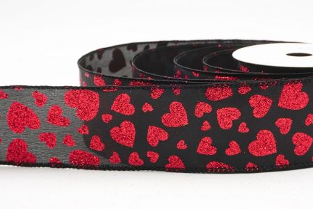 Cinta de alambre con brillo en forma de corazón negra - roja para el Día de San Valentín_KW0030GC-53-53