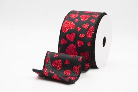 Cinta de alambre con brillo en forma de corazón negra - roja para el Día de San Valentín_KW0030GC-53-53