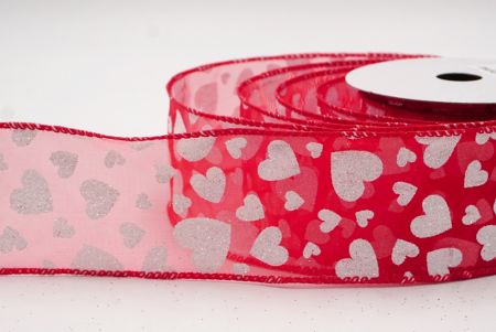 Cinta de alambre con brillo en forma de corazón roja - blanca para el Día de San Valentín_KW0031GC-7N-7