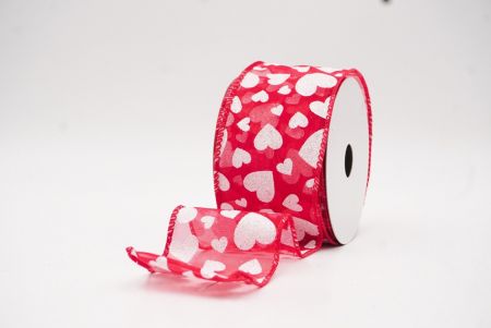 Cinta de alambre con brillo en forma de corazón roja - blanca para el Día de San Valentín_KW0031GC-7N-7