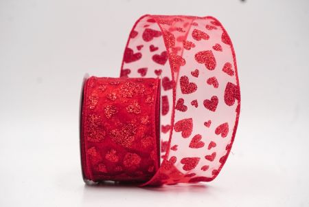 Cinta de alambre con brillo en forma de corazón roja para el Día de San Valentín_KW0031GC-7R-7