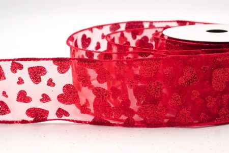 Cinta de alambre con brillo en forma de corazón roja para el Día de San Valentín_KW0031GC-7R-7