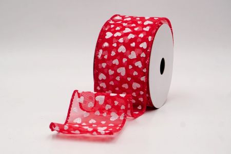 Cinta de alambre transparente roja con brillo romántico y pequeños corazones_KW0032GC-7-7