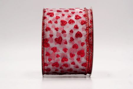 Cinta de alambre transparente blanca con brillo romántico y pequeños corazones_KW0032GR-1