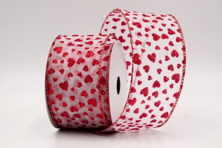 Cinta de alambre transparente blanca con brillo romántico y pequeños corazones_KW0032GR-1