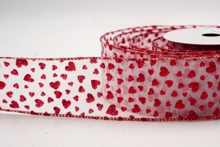 Cinta de alambre transparente blanca con brillo romántico y pequeños corazones_KW0032GR-1