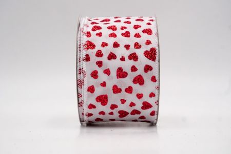 Cinta de alambre blanca con brillo romántico y pequeños corazones_KW0033GC-1-1